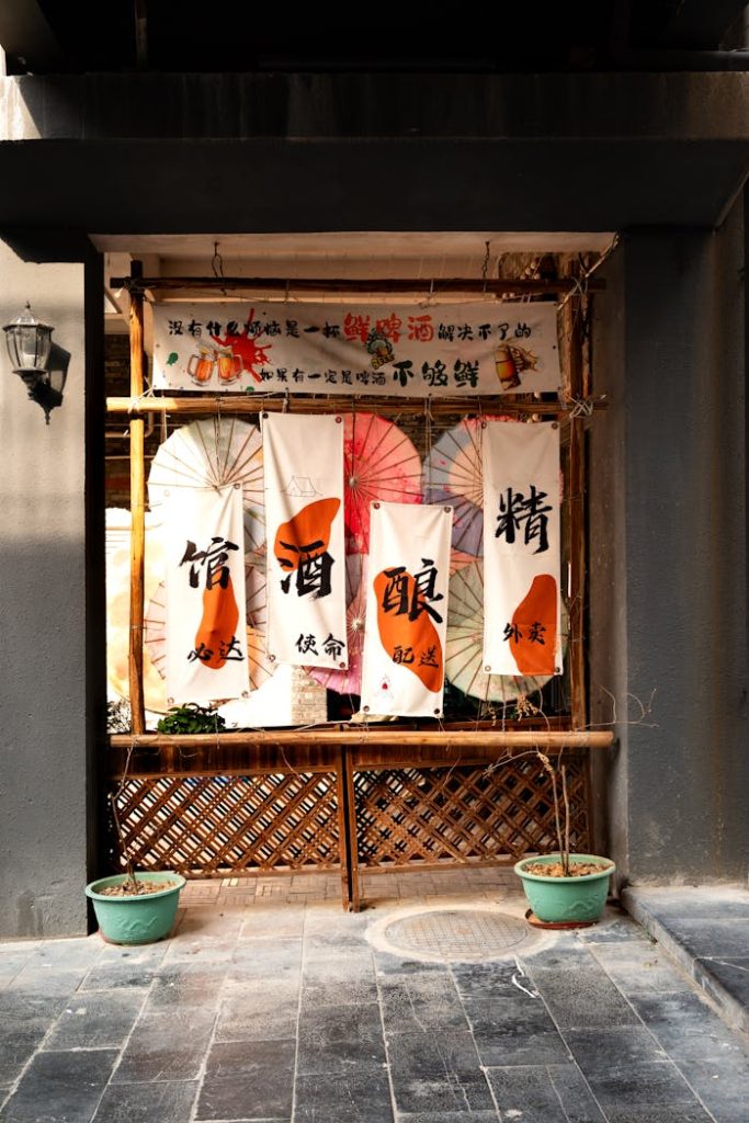 Traditional Japanese Styled Street Banner Display